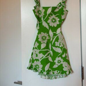 Green 60s Style Mini Dress- Floral Print